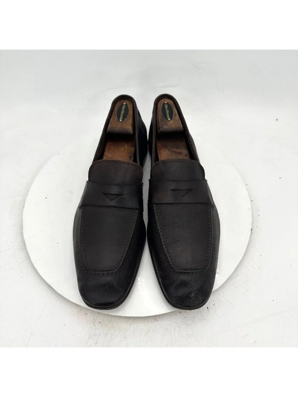 Giorgio Armani Men Size 9 Black Textured Leather Penny Loafer Dress Shoes